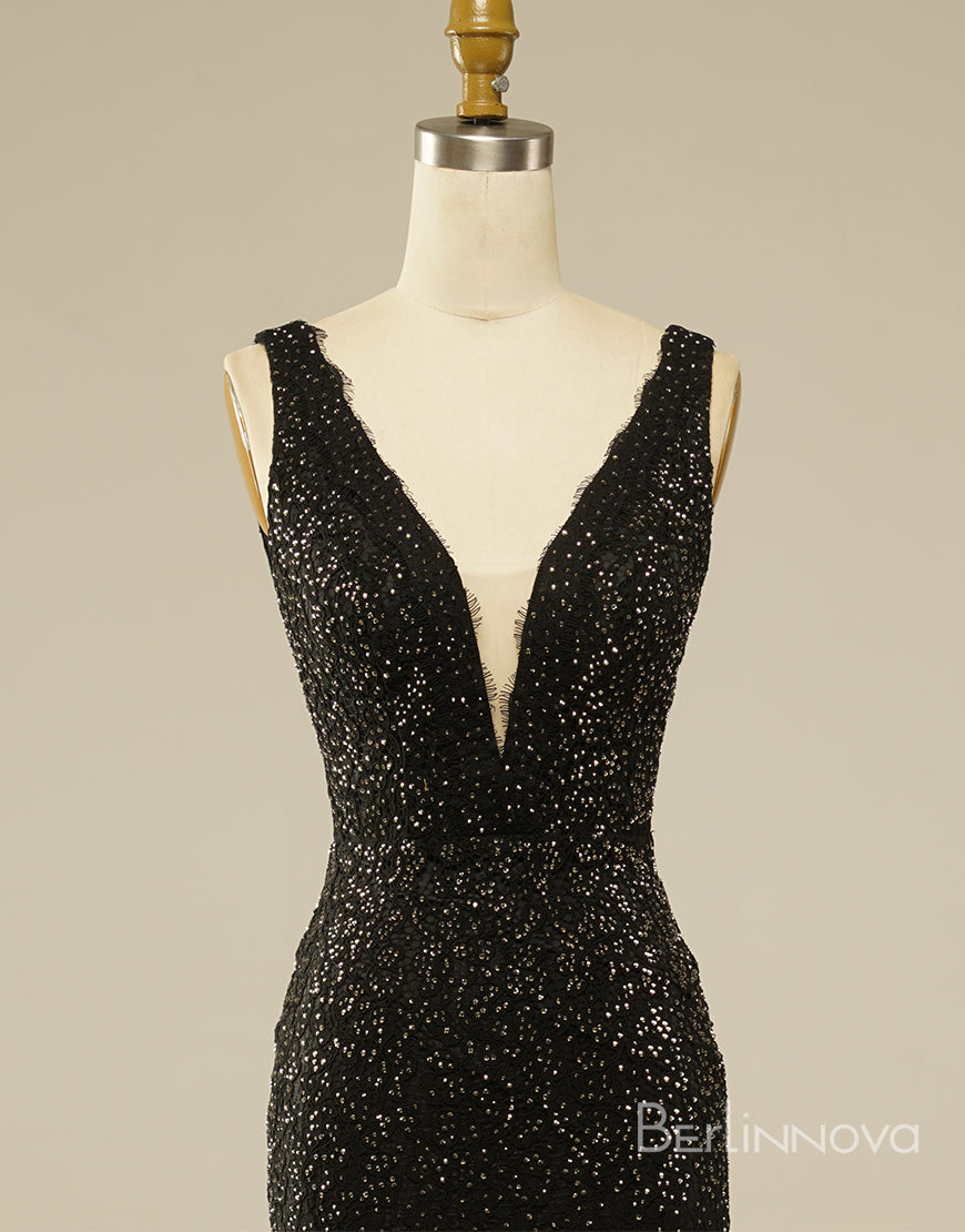 Elegant Glitter Rhinestone Lace Long Prom Dress