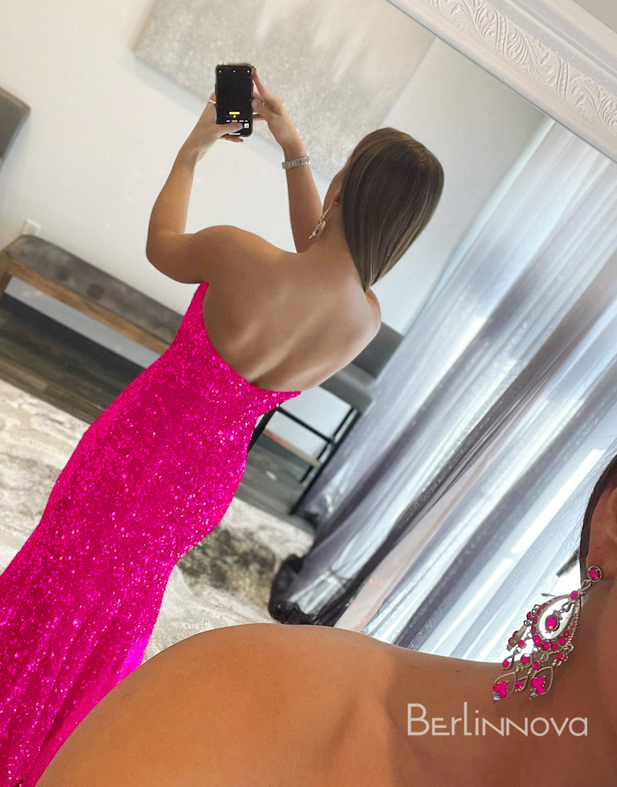 Mermaid Glitter Strapless Long Prom Dress With Sequins