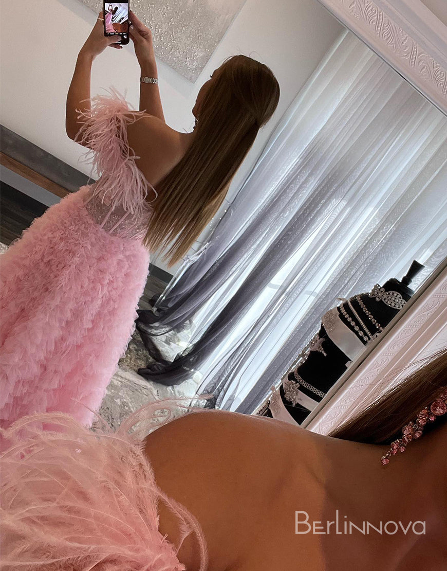 Sexy A-line Tiered Off-the-Shoulder Prom Dress Evening Dress