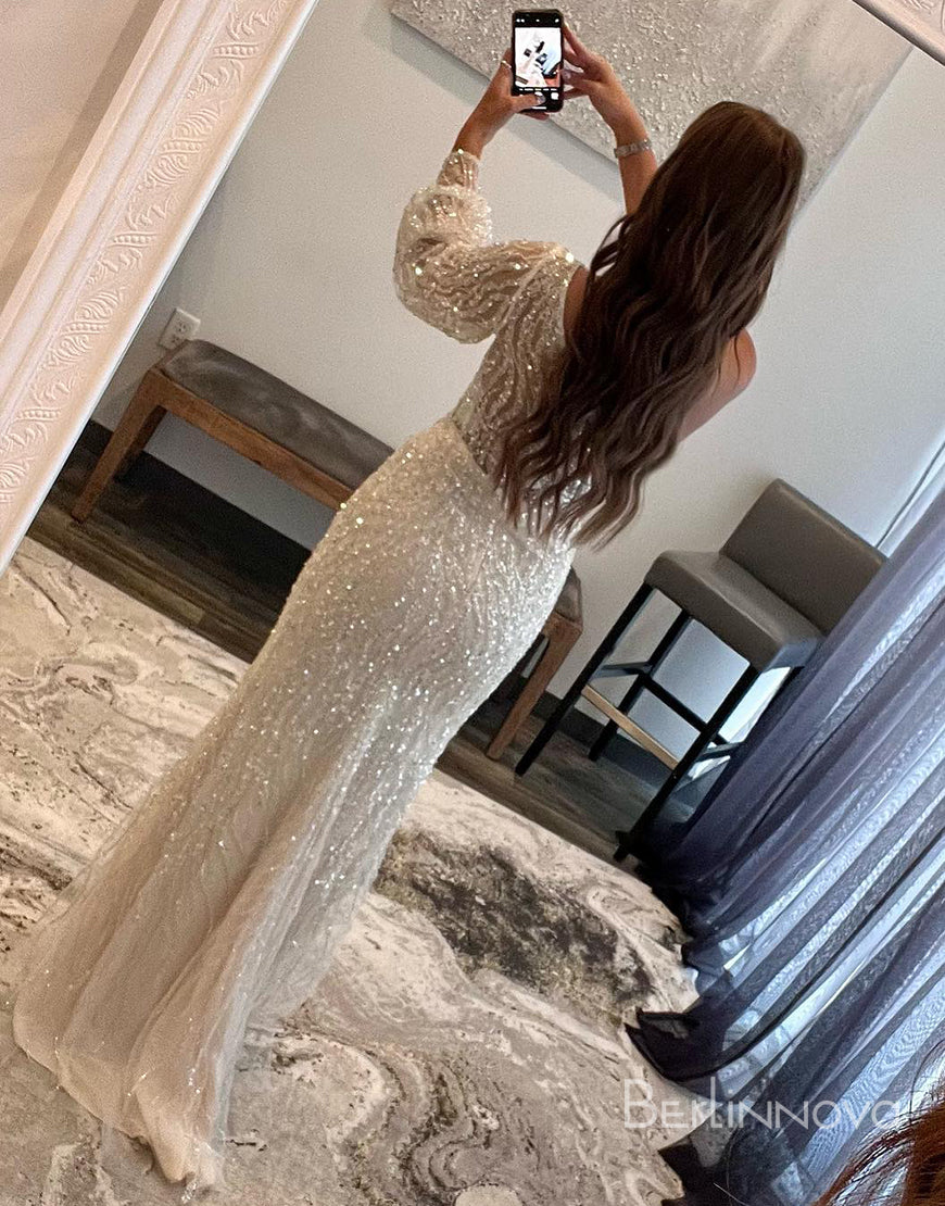 Sexy One-Shoulder Embroidery Prom Dress With Split