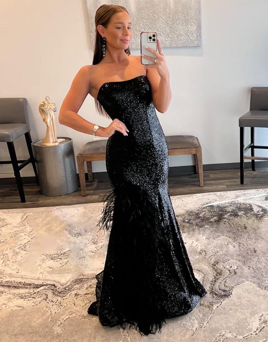 Sexy Off-the-Shoulder Mermaid Sequins Mesh Long Prom Dress