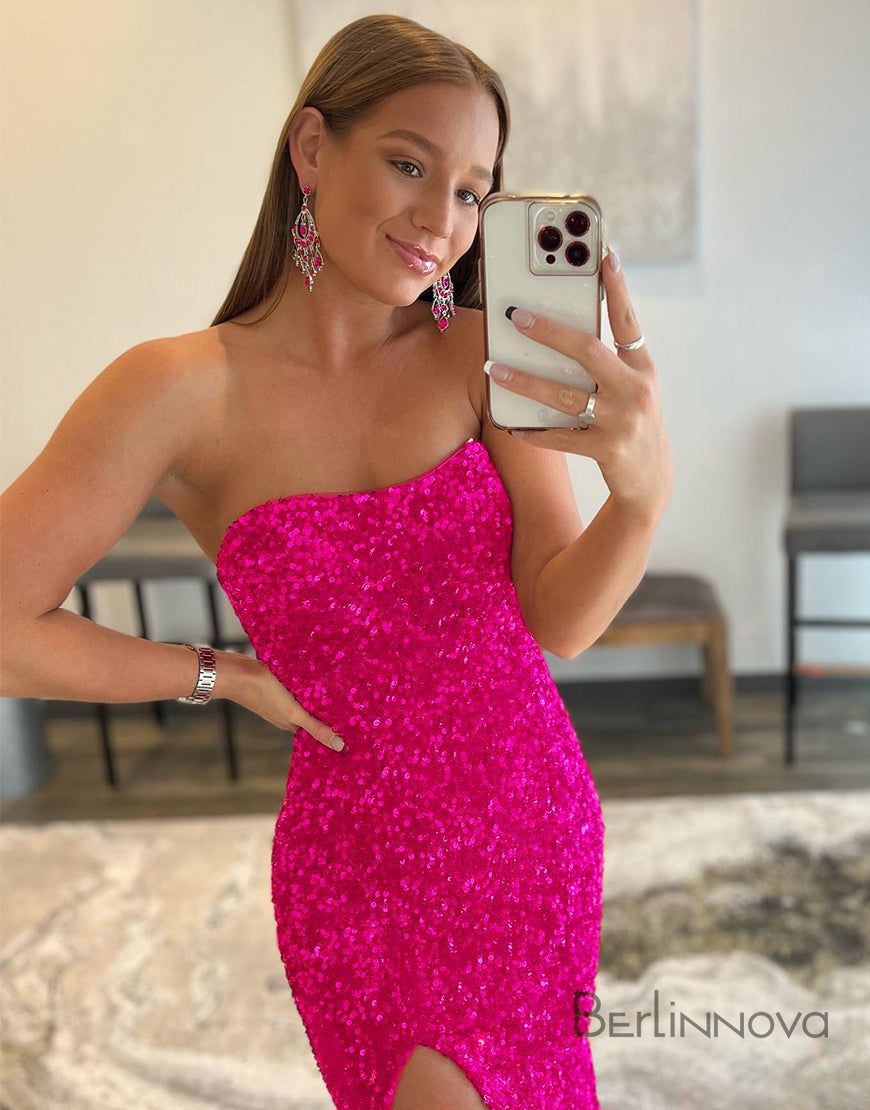 Mermaid Glitter Off-the-Shoulder Backless Prom Dress With Sequins