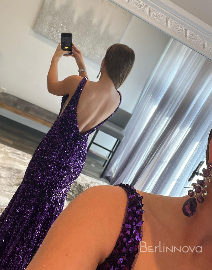 Sexy V Neck Tight Long Prom Dress With Sequins