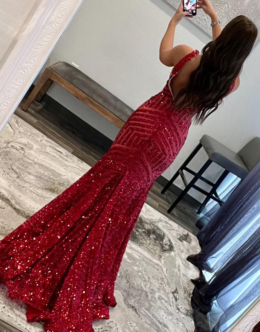 Mermaid Sparkly Sequins Mesh Prom Dress