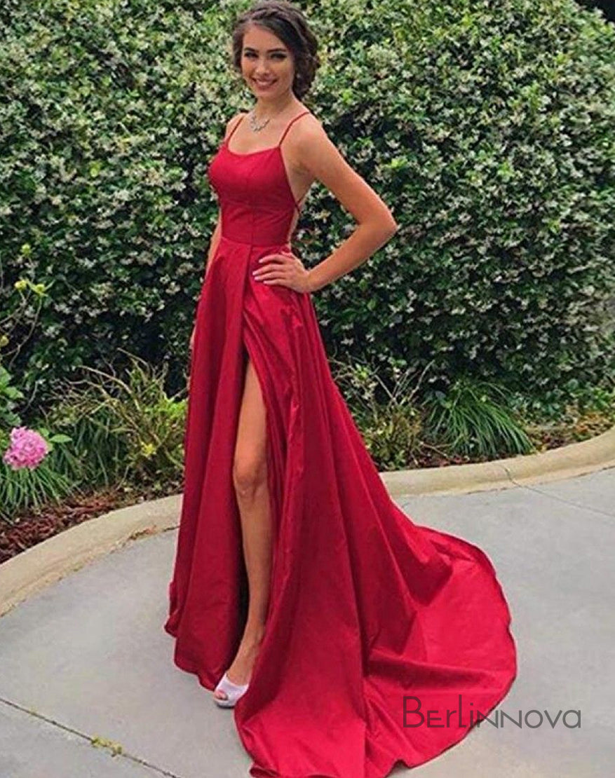 Simple Long Prom Dress With Slit Formal Dress