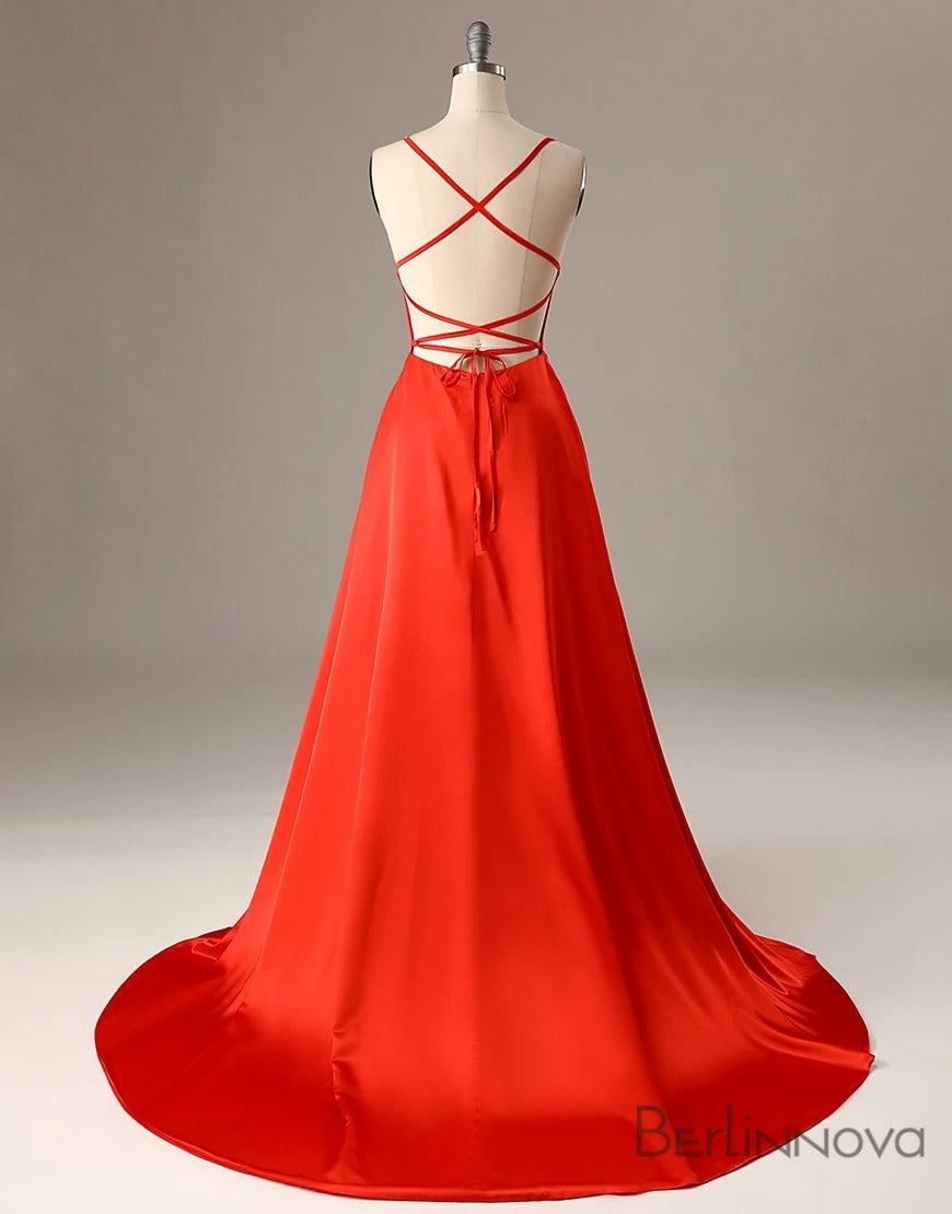 Simple Long Prom Dress With Slit Formal Dress