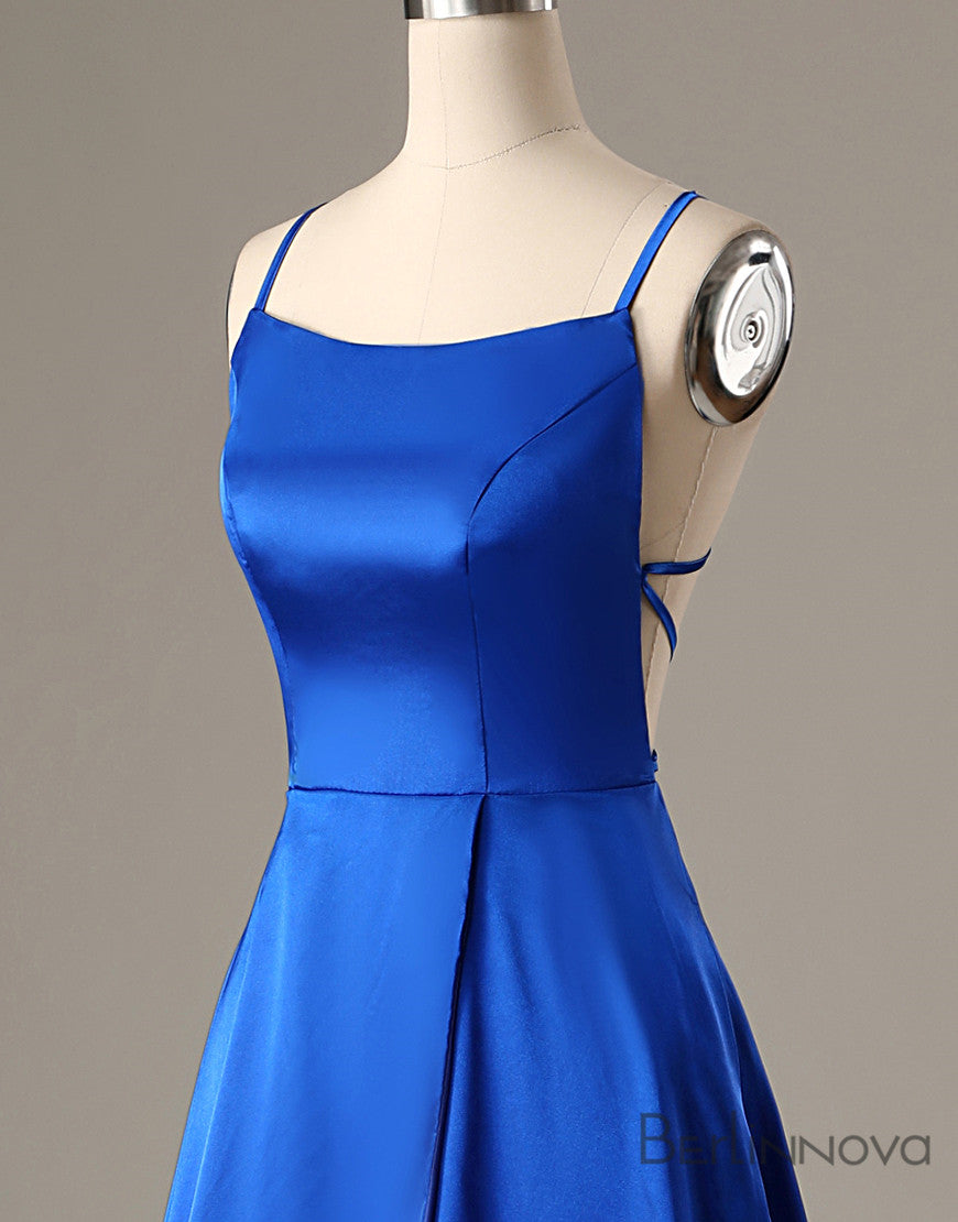 A-Line Royal Blue Prom Dress Side Split Evening Dress