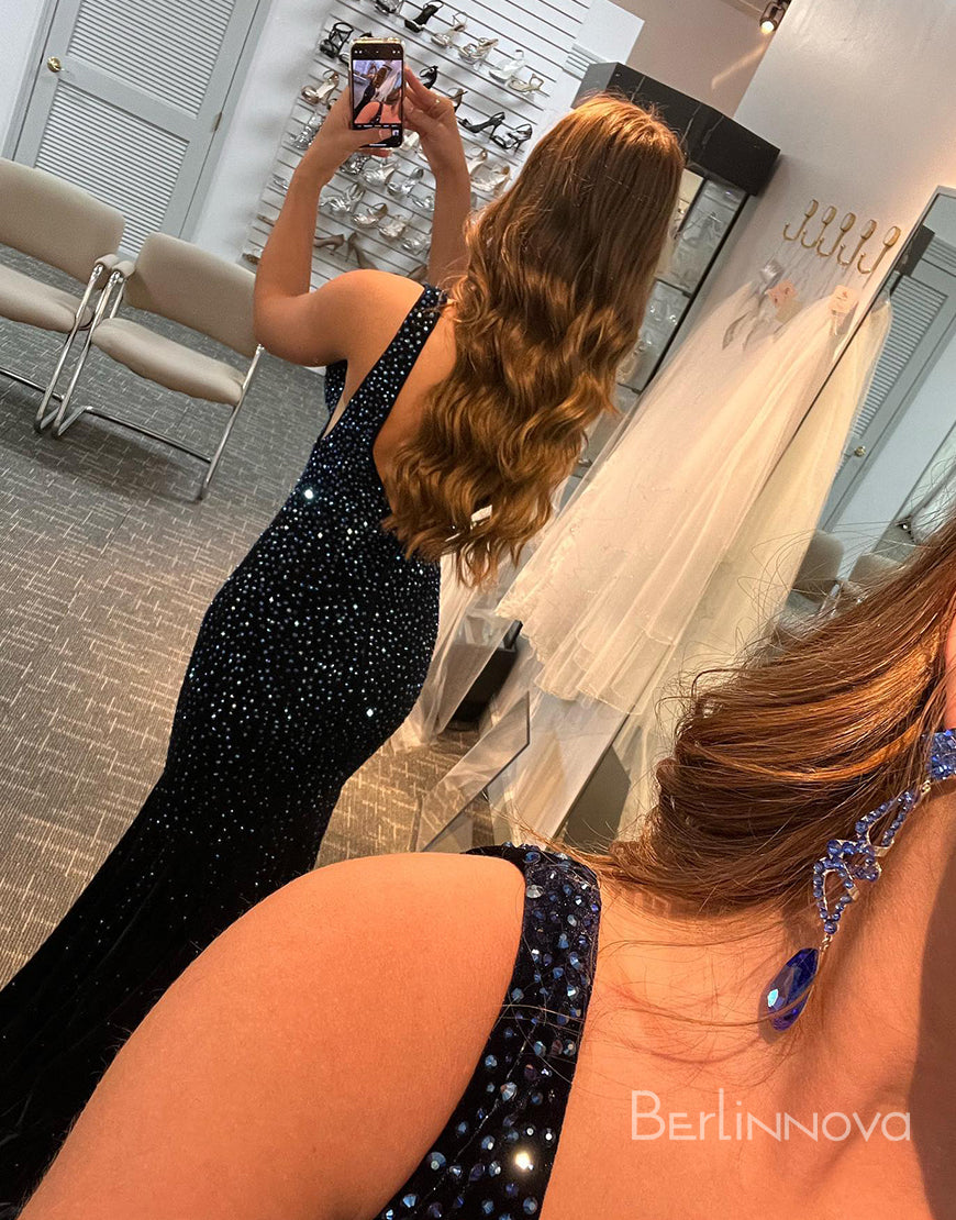 Elegant Mermaid Glitter Rhinestone Long Prom Dress