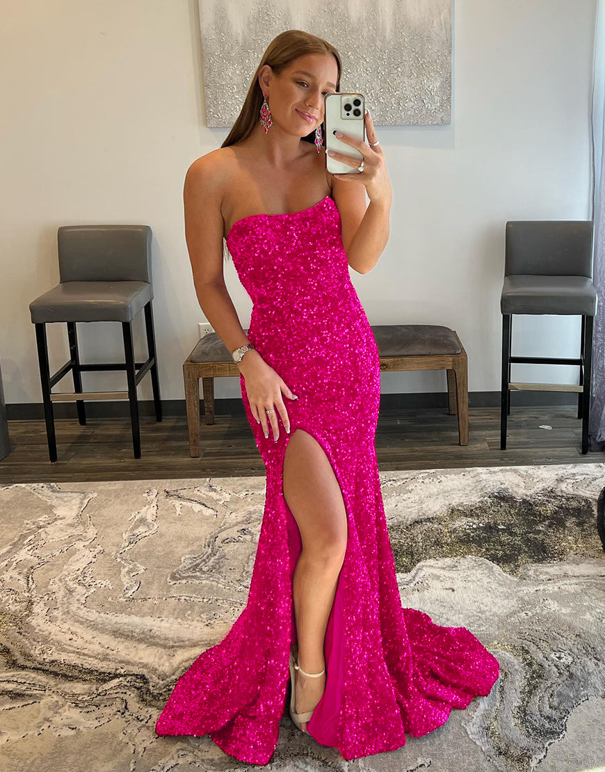 Mermaid Glitter Off-the-Shoulder Backless Prom Dress With Sequins