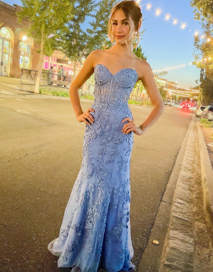 Sexy Mermaid Elegant Lace Sweetheart Long Prom Dress