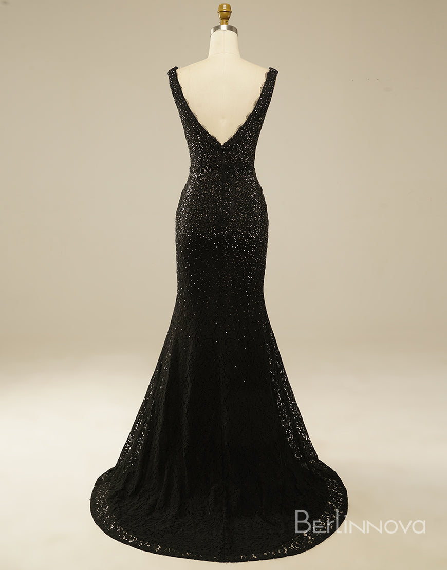 Elegant Glitter Rhinestone Lace Long Prom Dress