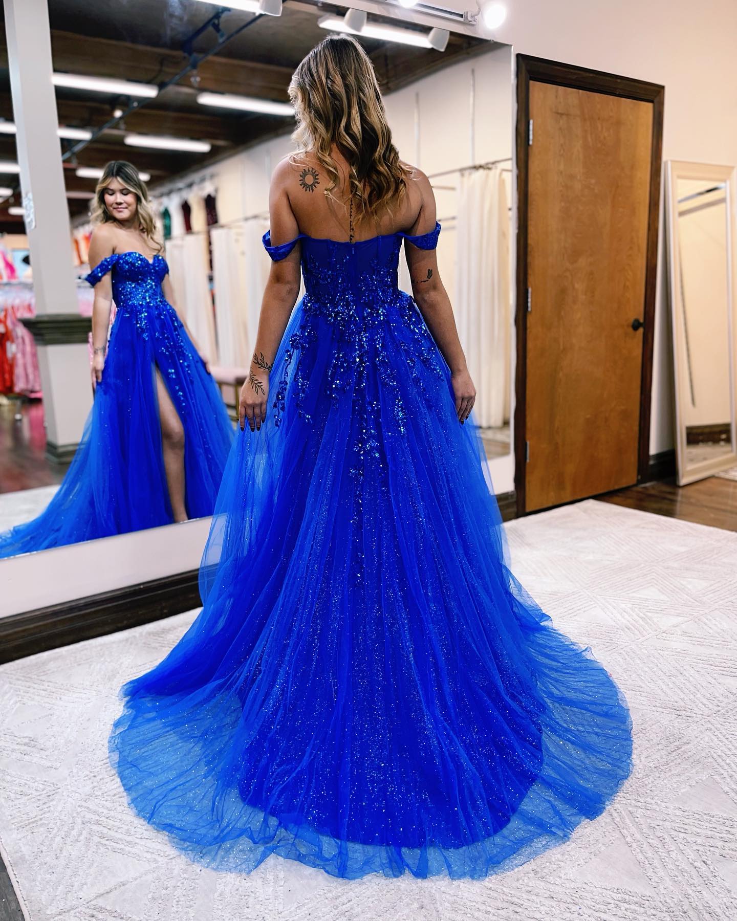 A-line Off The Shoulder Prom Dress With Appliques