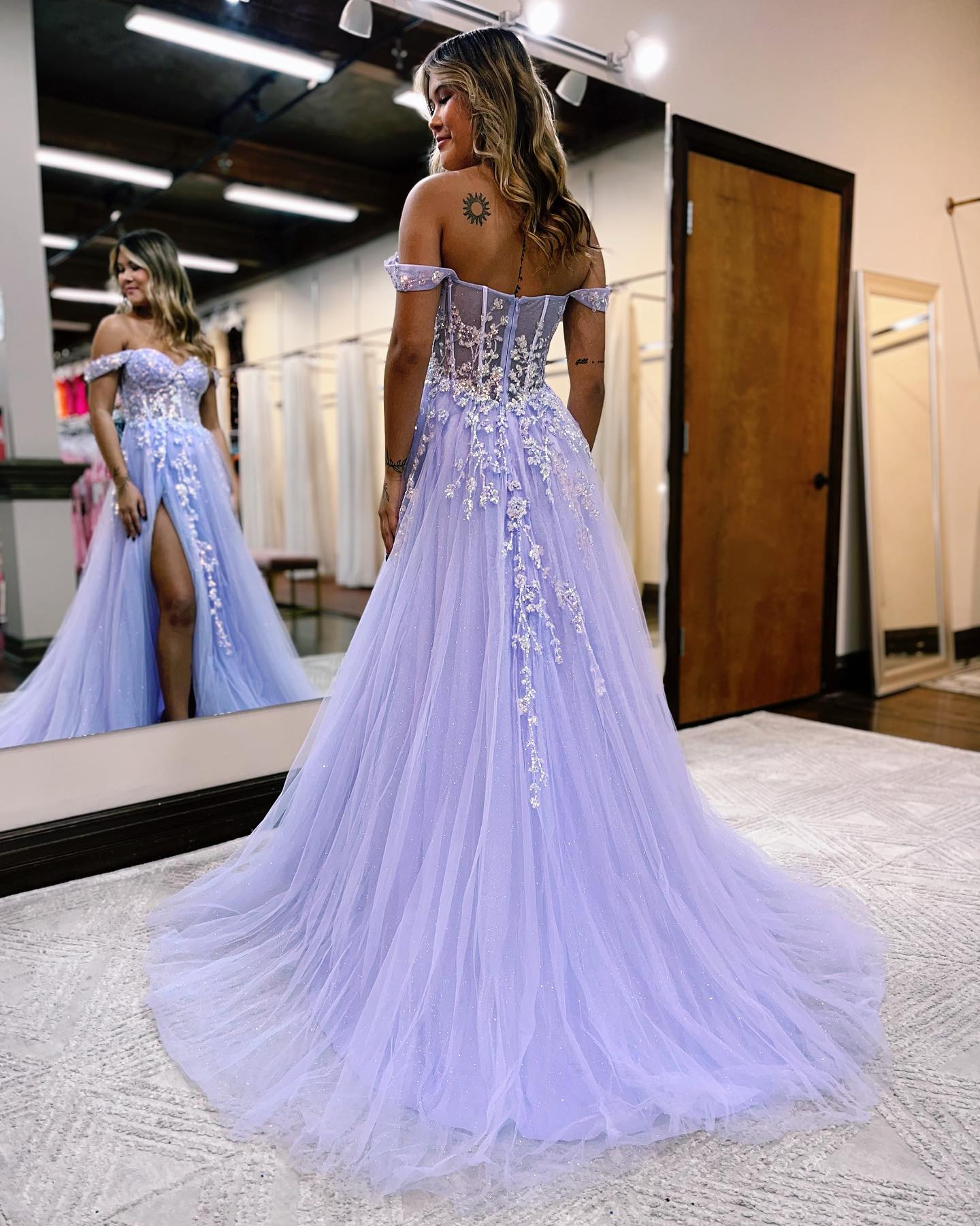 A-line Off The Shoulder Prom Dress With Appliques