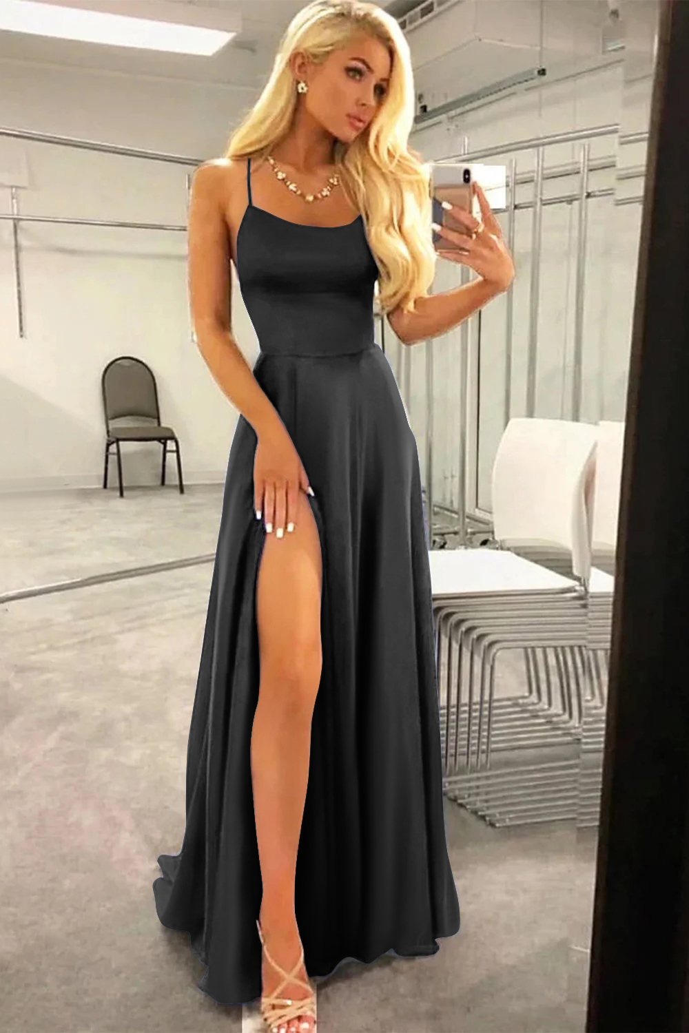 Simple Long Prom Dress With Slit Formal Dress