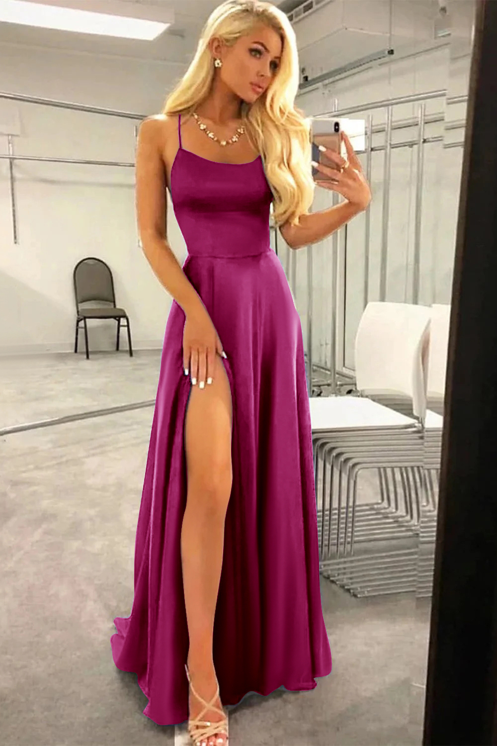 Simple Long Prom Dress With Slit Formal Dress