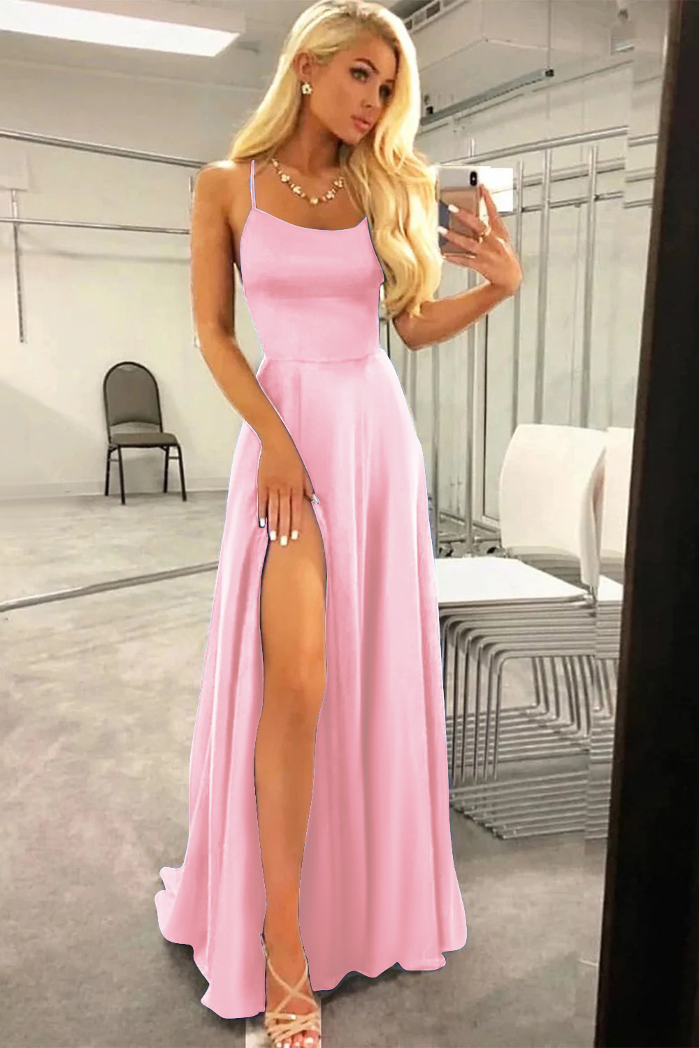 Simple Long Prom Dress With Slit Formal Dress