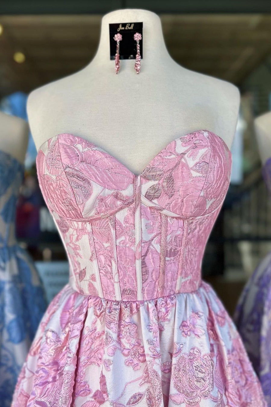 Cute A-Line Sweetheart Zipper Back Long Floral Prom Dress