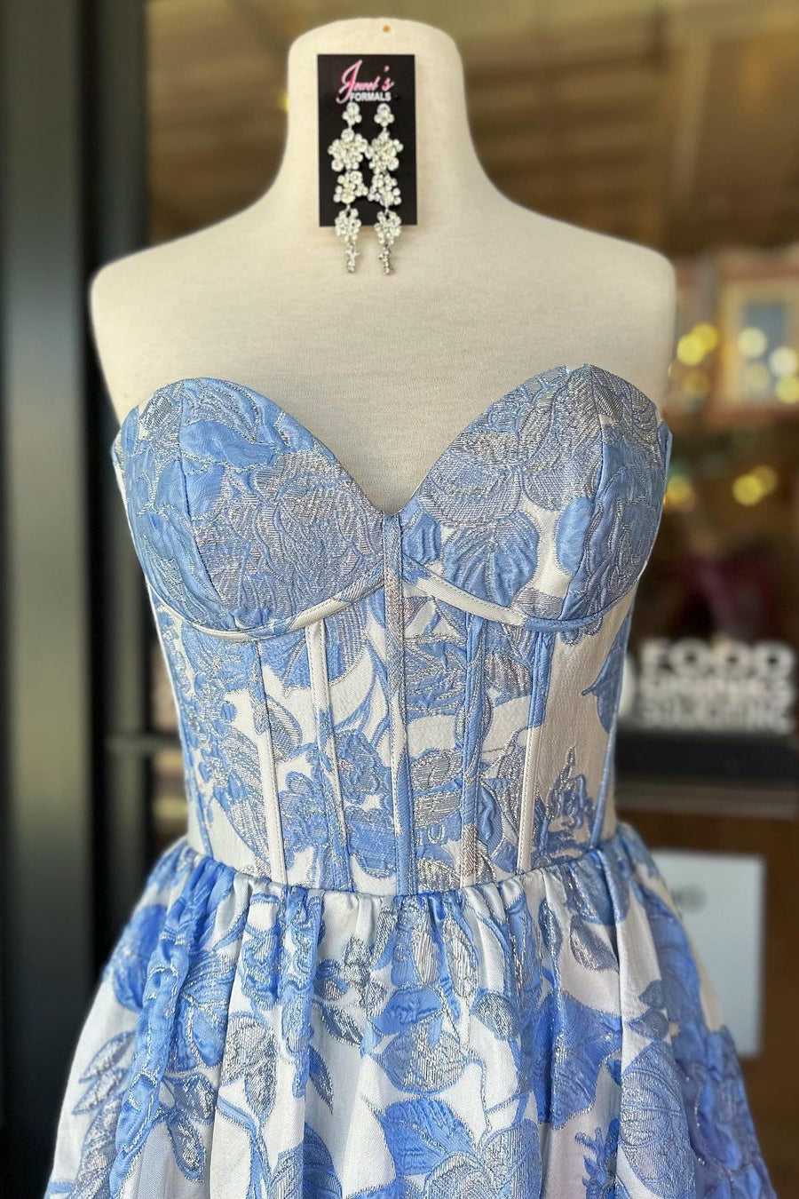 Cute A-Line Sweetheart Zipper Back Long Floral Prom Dress