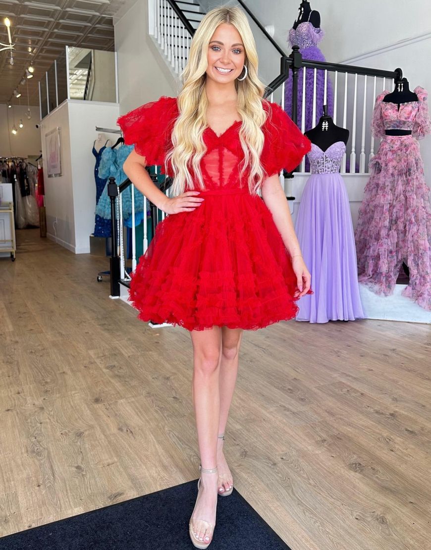 Cute Off The Shoulder A-Line Short Tulle Party Dress