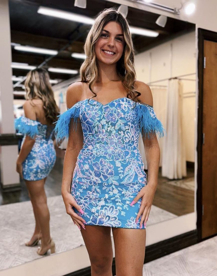 Gorgeous Off The Shoulder Corset Glitter Tight Party Dress