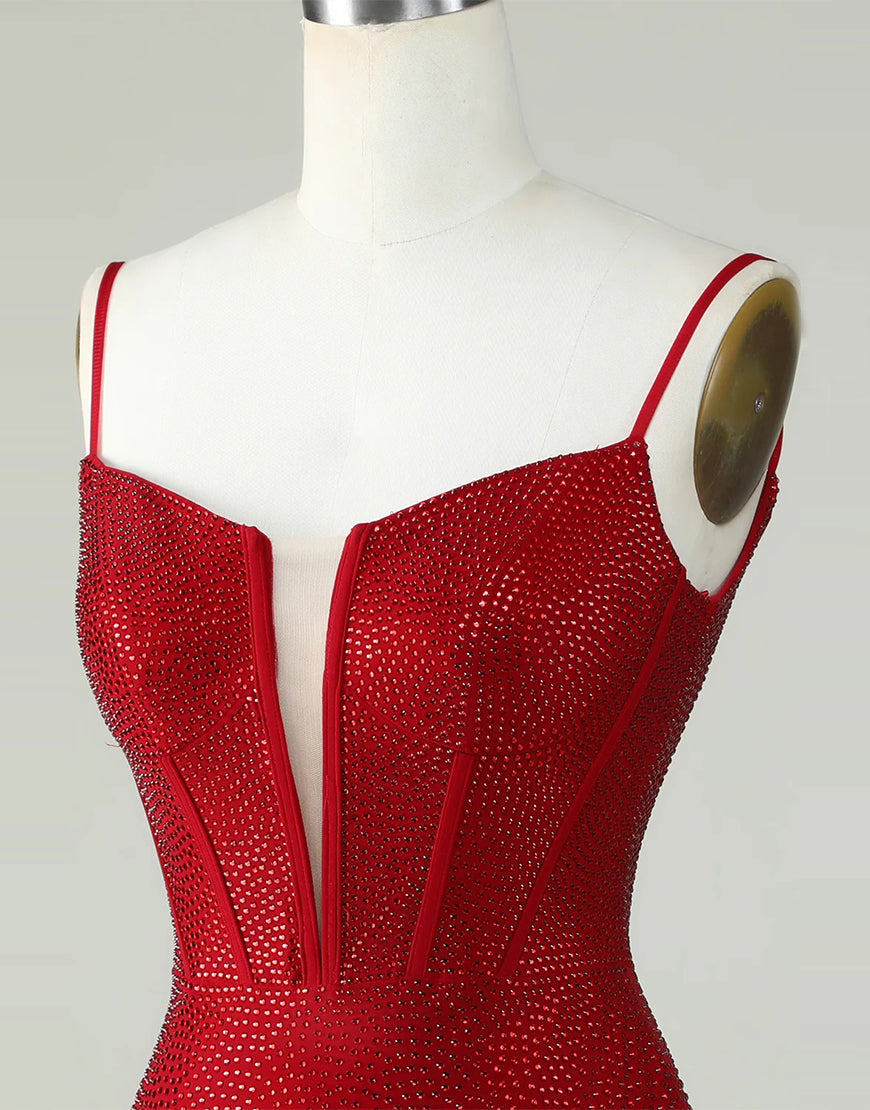 Bodycon Spaghetti Straps Short Glitter Homecoming Dress