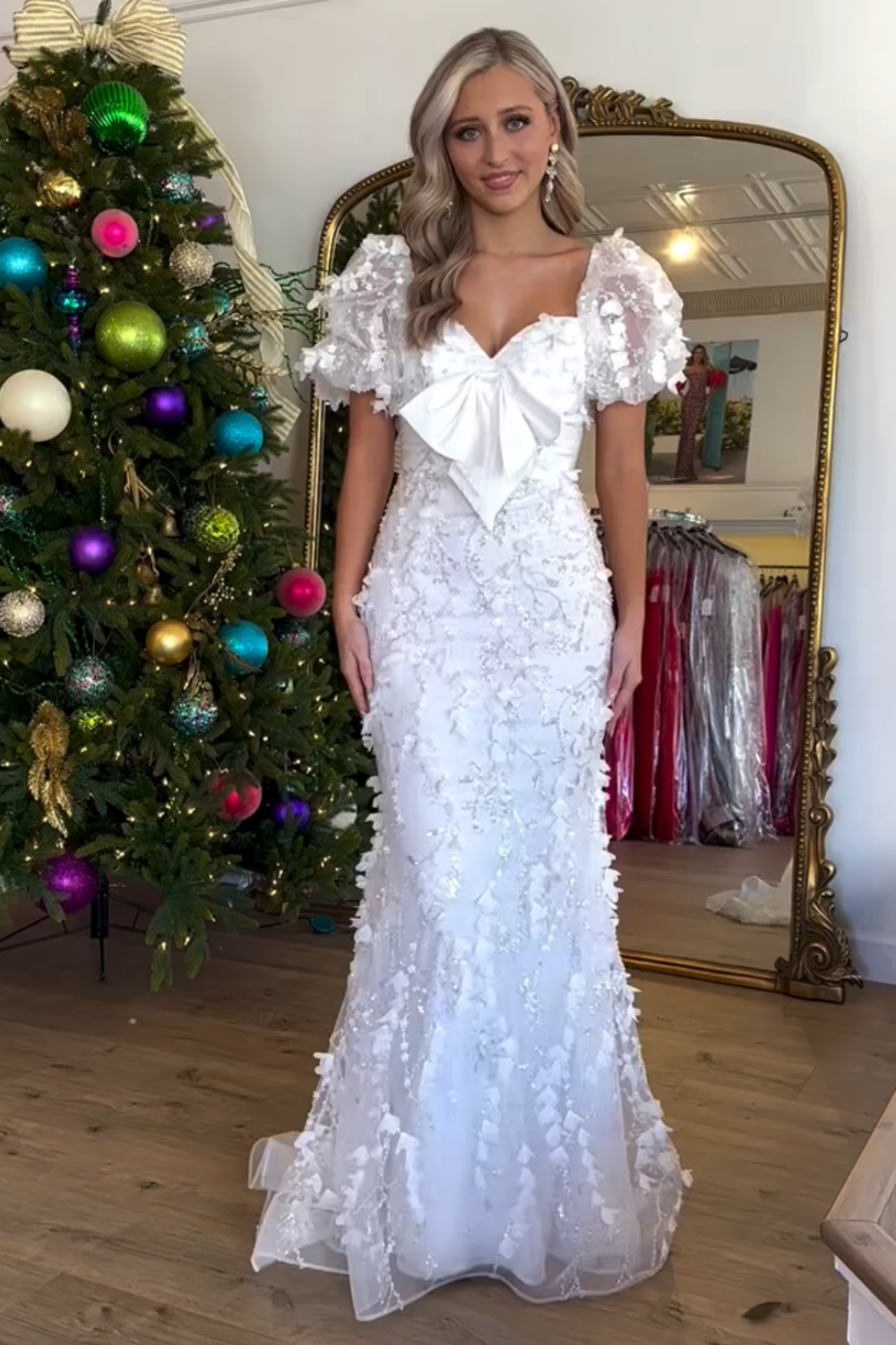 Lovely Mermaid Off The Shoulder Long Glitter Prom Party Dress