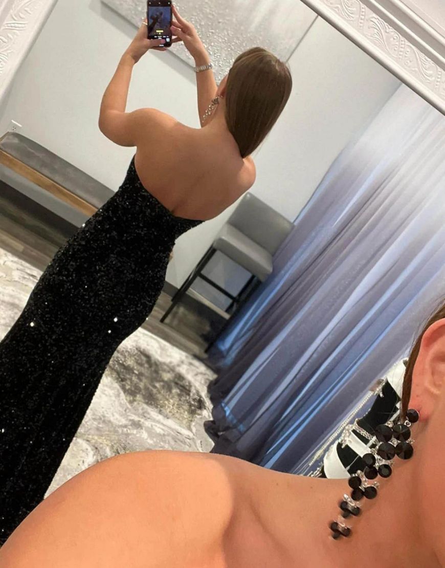 Mermaid Glitter Off-the-Shoulder Backless Prom Dress With Sequins