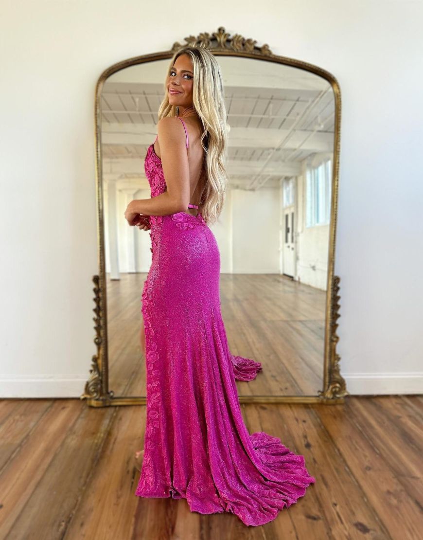 Mermaid Open Back Long Prom Evening Dress With Split