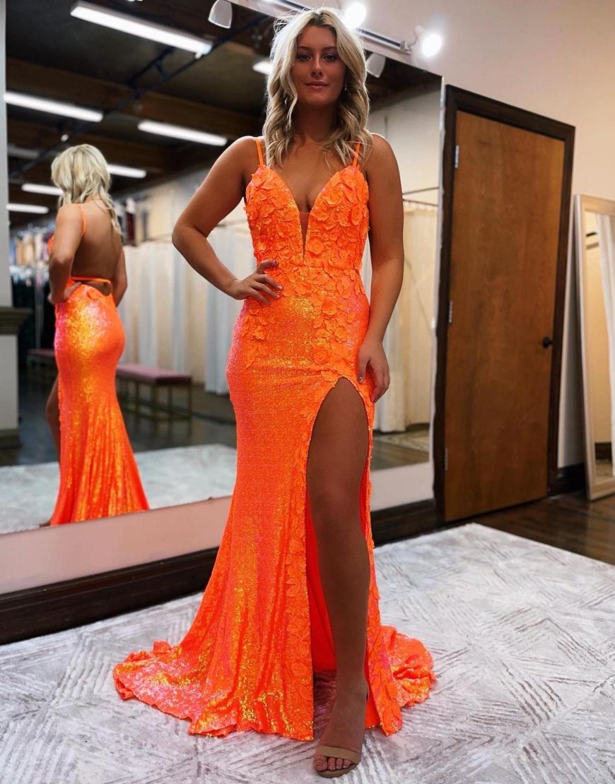 Mermaid Open Back Long Prom Evening Dress With Split