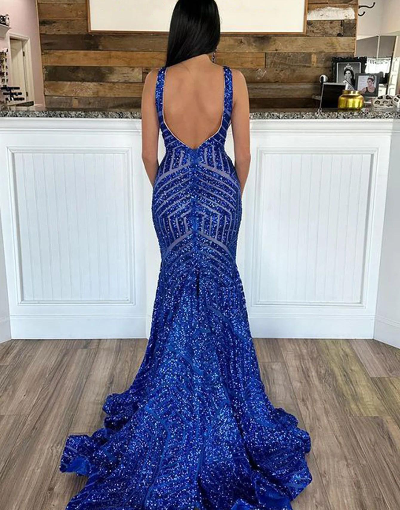 Mermaid Sparkly Sequins Mesh Prom Dress