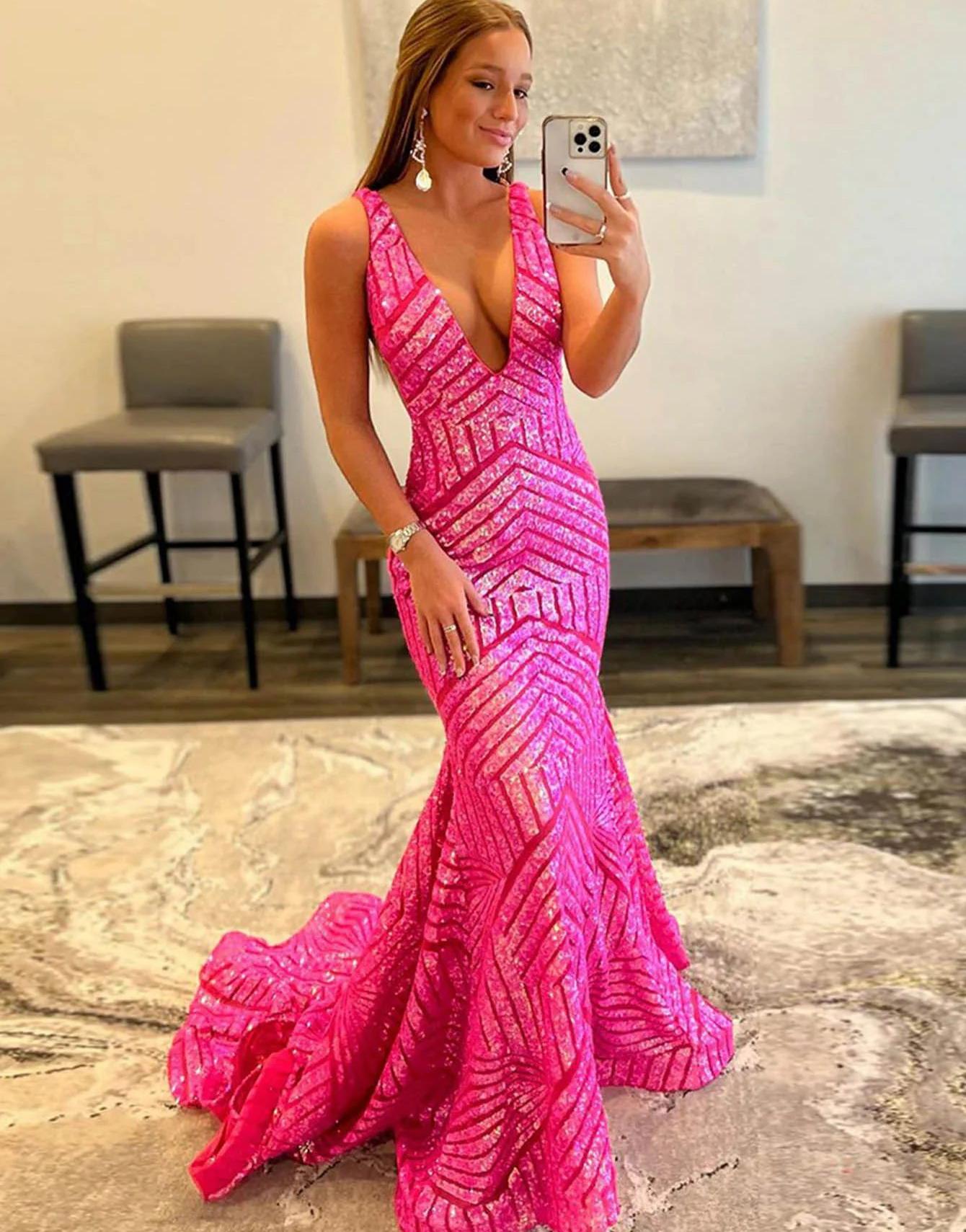 Mermaid Sparkly Sequins Mesh Prom Dress