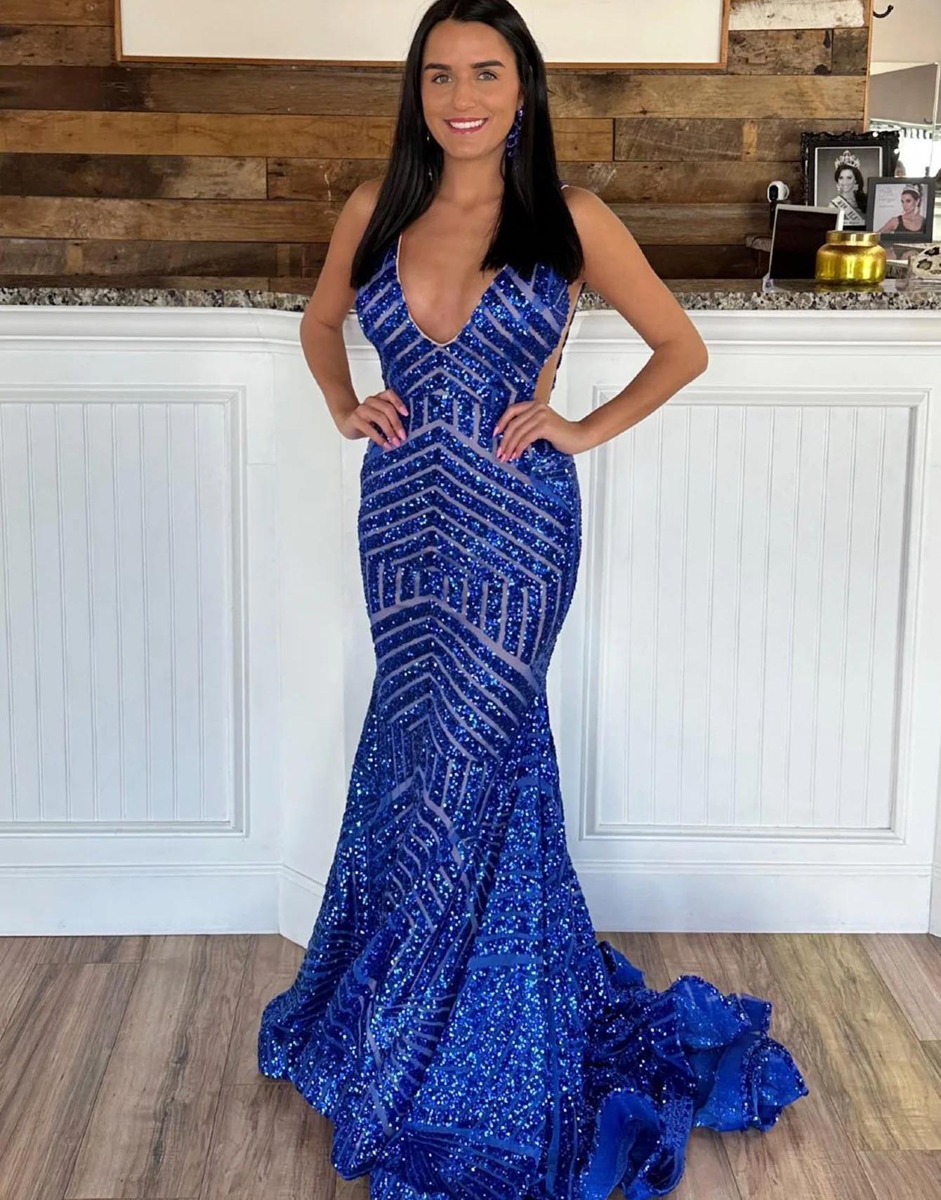 Mermaid Sparkly Sequins Mesh Prom Dress