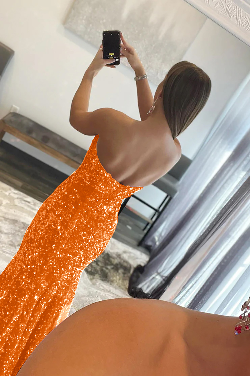 Mermaid Glitter Strapless Long Prom Dress With Sequins