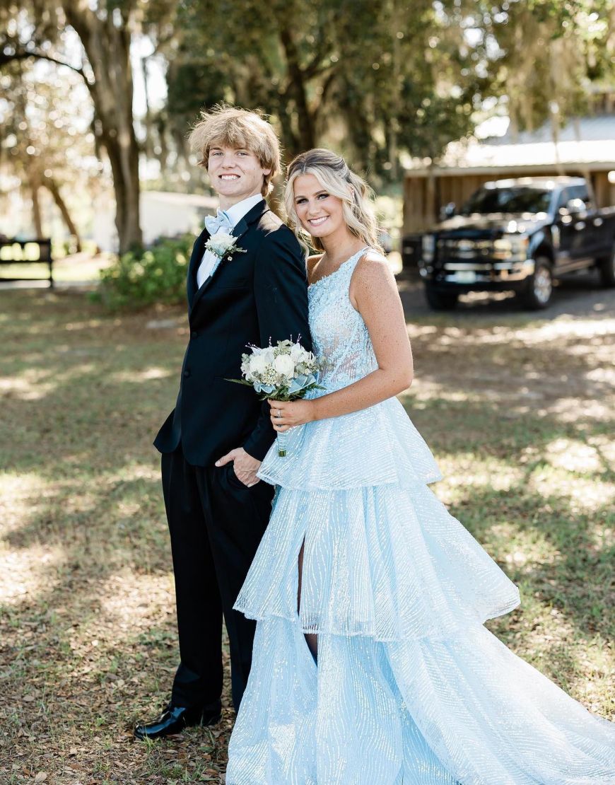 Romantic A-Line One Shoulder Layered Prom Dress With Split