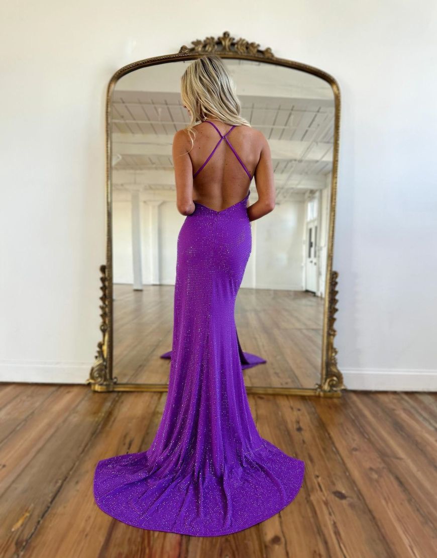 Sexy Mermaid Deep V-Neck Sequins Prom Dress With Split