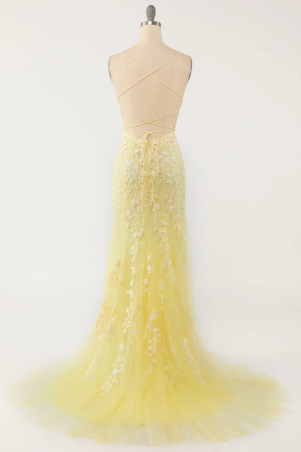 Mermaid Blue Long Prom Dress Backless Evening Dress