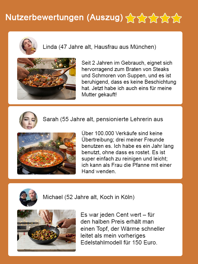 Handgeschmiedete Pfanne✨30.000 Hand-Schläge ✨Ohne chemische Beschichtung ✨Sicher & Gesund