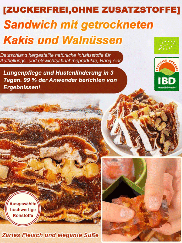 【0 Zuckerzusatz】Kaki mit Walnüssen
