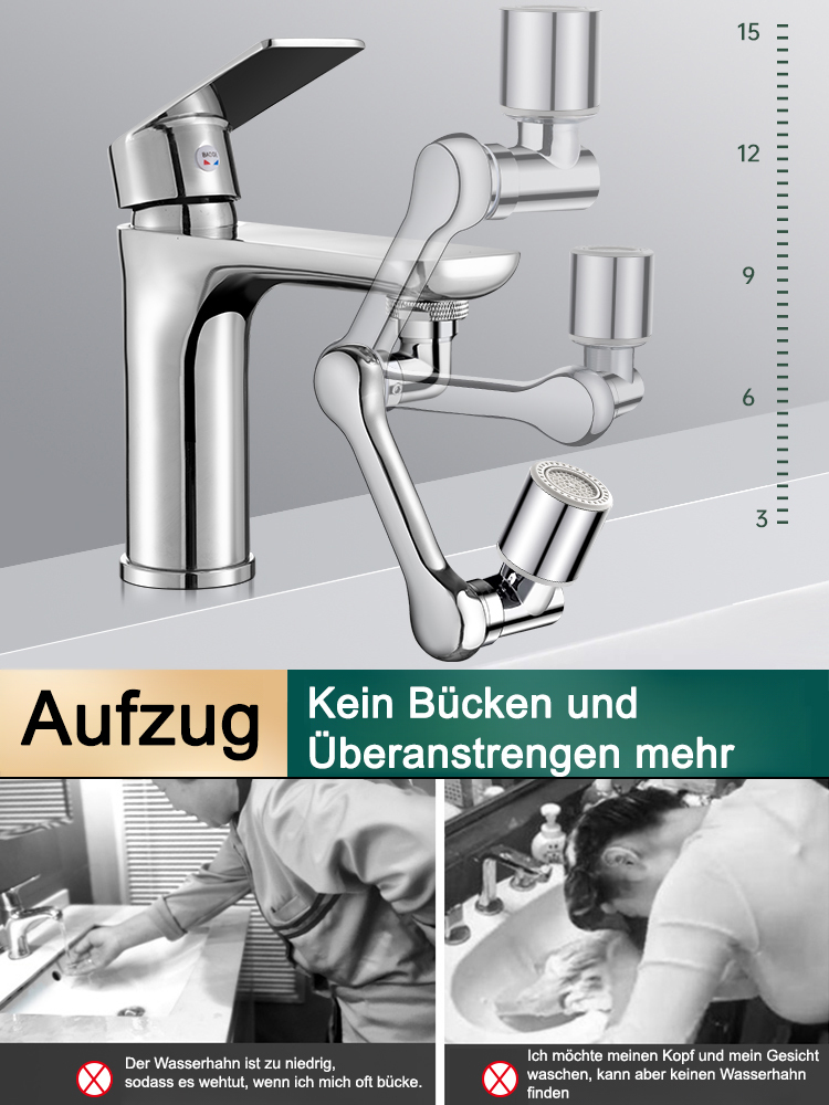 Roboterarm 4D rotierender Waschbeckenhahn