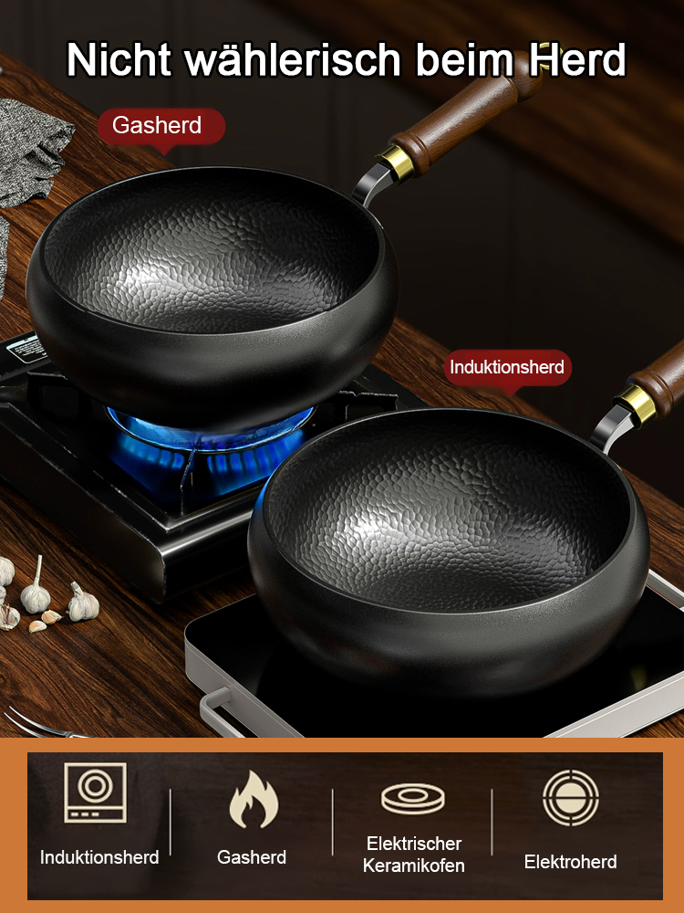 Handgeschmiedete Pfanne✨30.000 Hand-Schläge ✨Ohne chemische Beschichtung ✨Sicher & Gesund