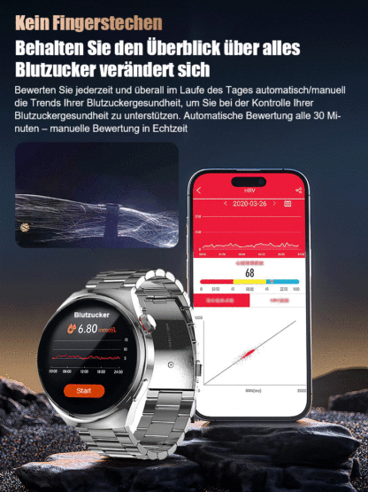 Blutzuckeruhr mit Stahlband