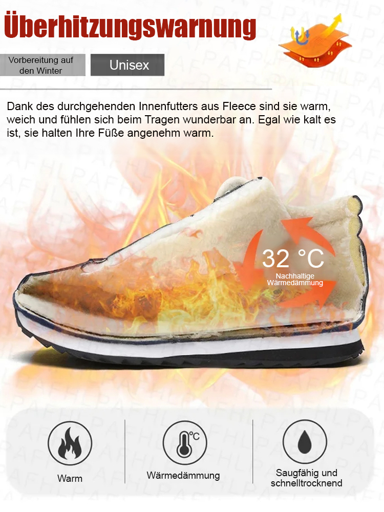 Gefütterte Schuhe für Männer und Frauen, die warm halten.