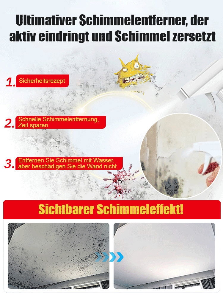 【99,9% d'efficacité bactéricide!】Allzweck-Schimmel-Spray, éliminez 10 ans de moisissures tenaces.