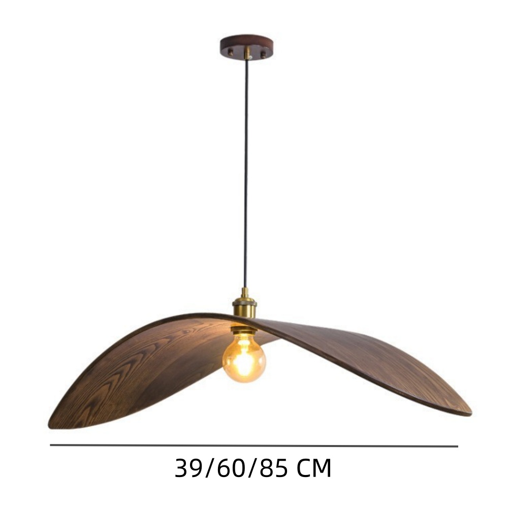 Wabi-sabi Walnut Chandelier Flying Bird Shape Dining Room Pendant Light