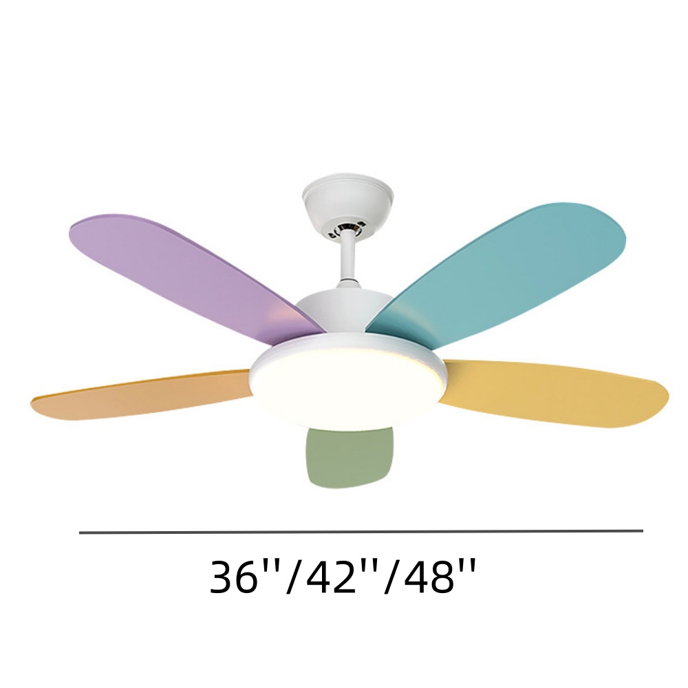 Remote Control Smart Ceiling Fan Light for Bedroom with Colored Blades