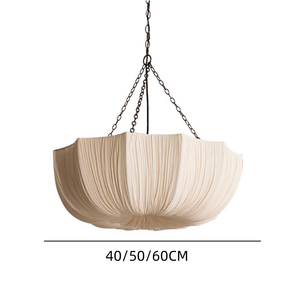 French Retro Fabric Pendant Light For Living Room And Bedroom