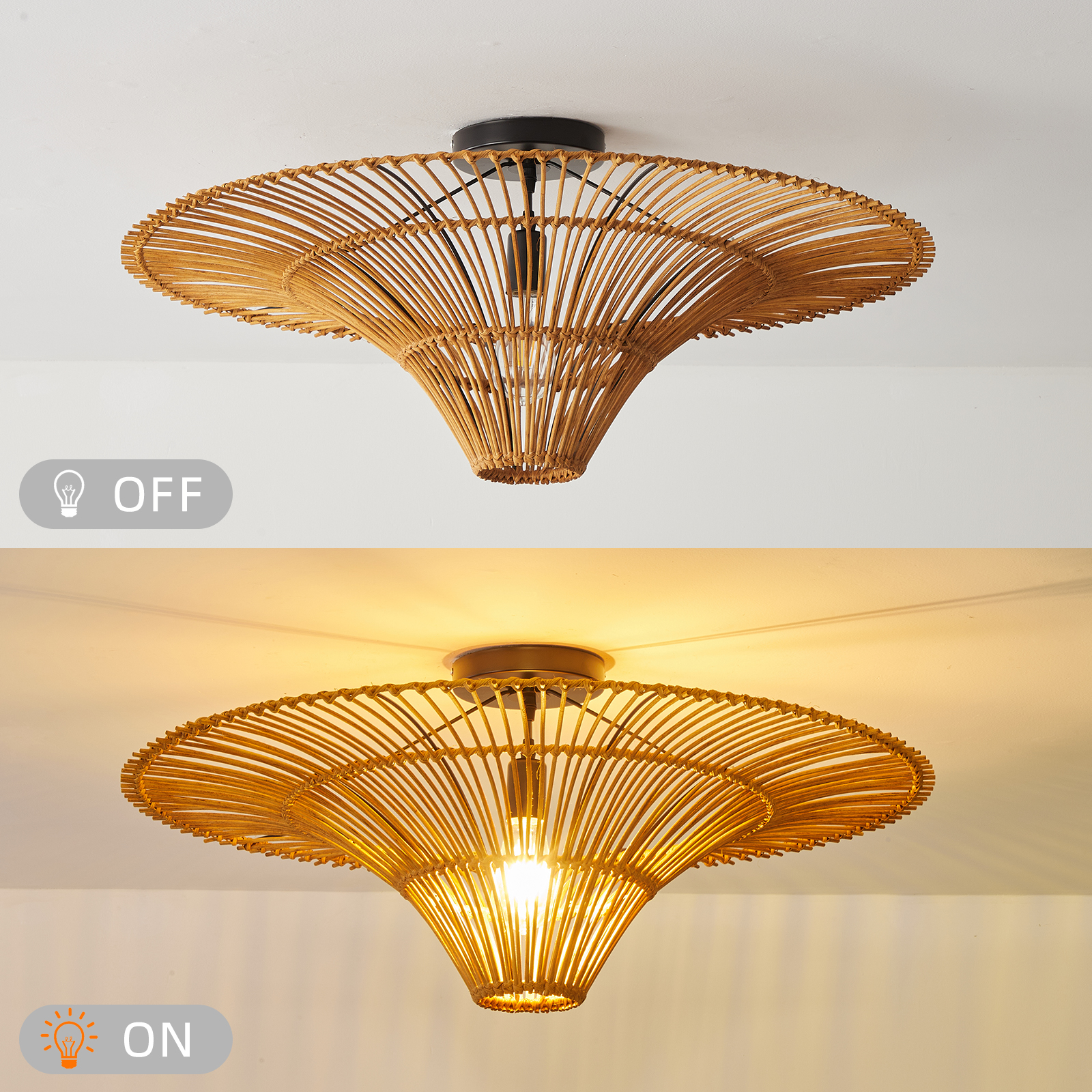 Large Modern Rattan Pendant Light Ceiling Lampshade 80CM