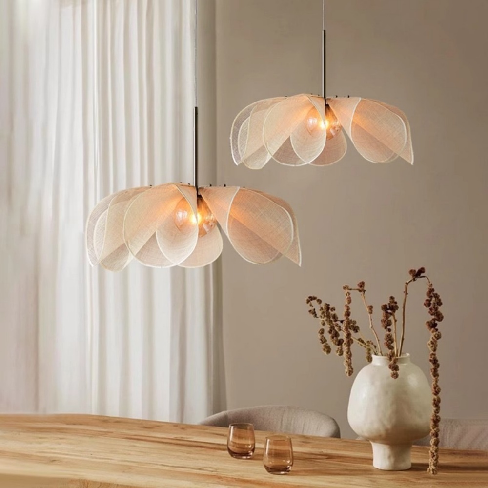 Wabi-sabi Art Flower-shaped Pendant Light Dining Room Living Room Lampshade