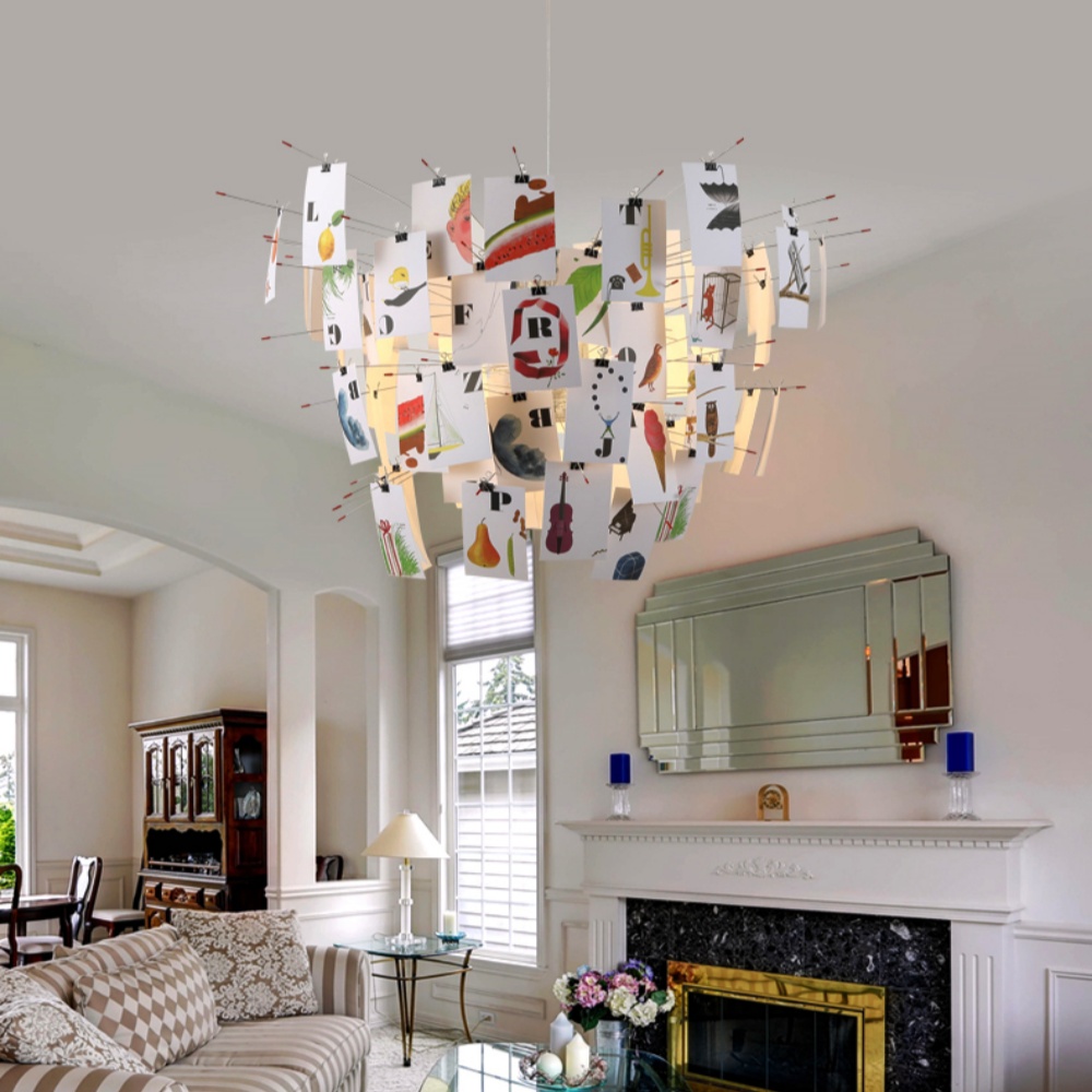 Nordic Art DIY Album Card Pendant Light Living Room Bedroom Chandelier
