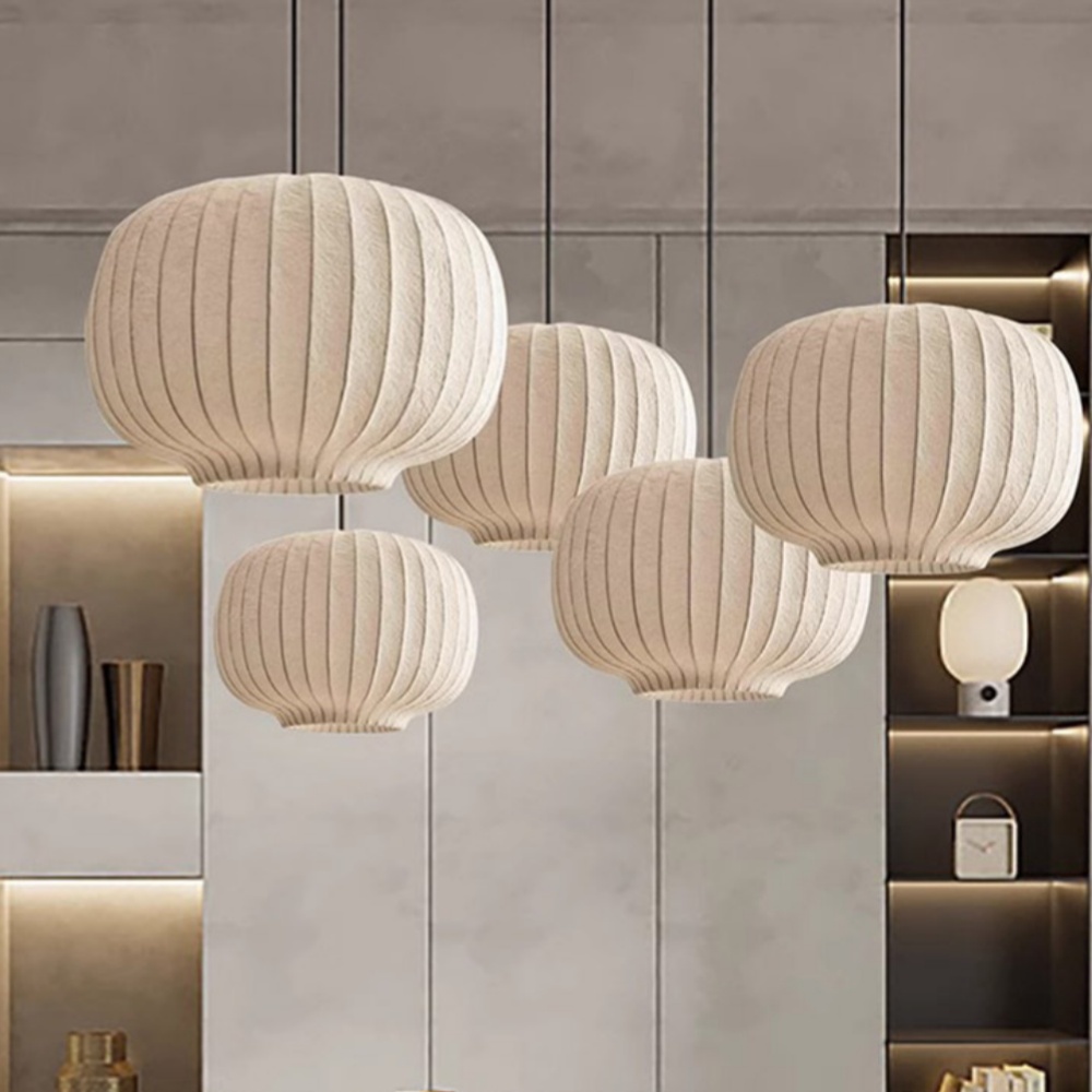Japanese Style Ball Imitation Silk Dining Room Pendant Light Bedroom Chandelier